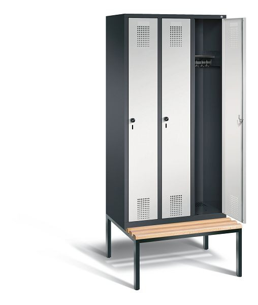 C+P Evolo garderobe, H2090xW900xD815mm, kleur: zwartgrijs / lichtgrijs, 48050-30 S10018