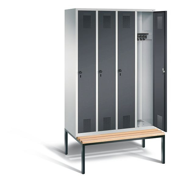 C+P garderobekast Evolo, H2090xB1190xD815mm, kleur: lichtgrijs / zwartgrijs, 48050-40 S10006