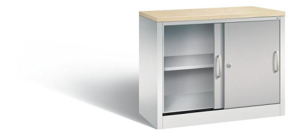 C+P dressoir met schuifdeuren Acurado, H720xB1000xD400mm, kleur: lichtgrijs/wit aluminium, beugelgreep, 2 niveaus, 5725-00 S10093