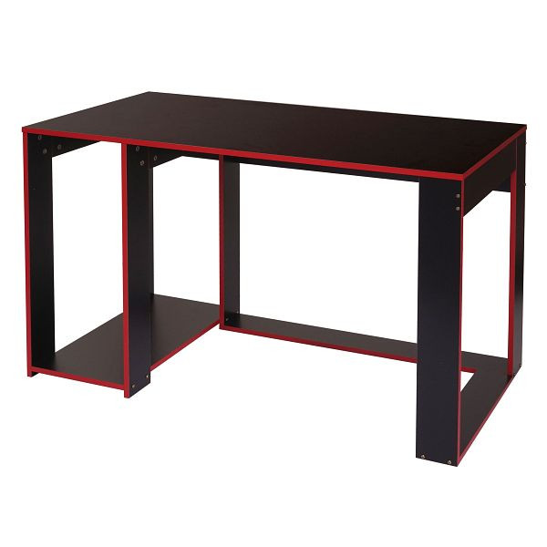 Mendler bureau HWC-J26, computerbureau bureautafel, 120x60x76cm, zwart-rood, 75834