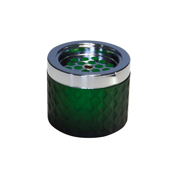 APS windasbak, Ø 9,5 cm, hoogte: 8 cm, glas, mat donkergroen, mat, verchroomd metaal, met bajonetsluiting, 00562