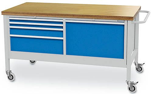 Bedrunka + Hirth werkplaatswagen T736 R 24-24, 2x50, 1x100 mm, 1x200, 1x400 mm, lade volledig uittrekbaar 100%, 1500 x 750 x 860 mm, 04.15.14V