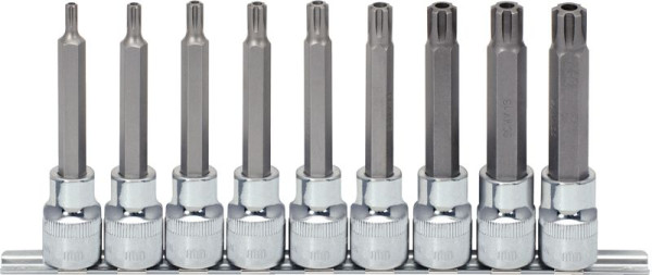 KS Tools 1/2" CHROMEplus RIBE bitdoppenset, lang, 9-delig M5-M14, boring, 918.1895