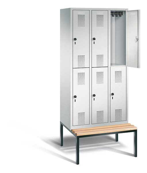 C+P locker dubbeldekker Evolo, H2090xB900xD815mm, kleur: lichtgrijs, 48350-30 S10021