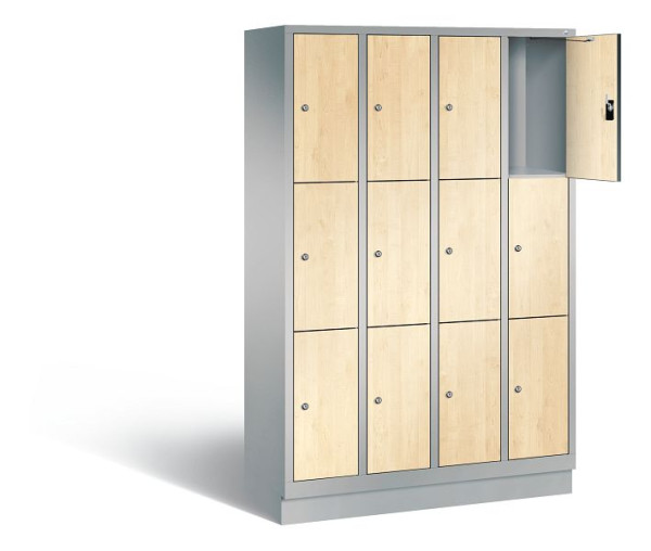 C+P lockerkast Evolo, H1800xB1190xD500mm, kleur: wit aluminium / Donau esdoorn decor, 48020-403 S10253