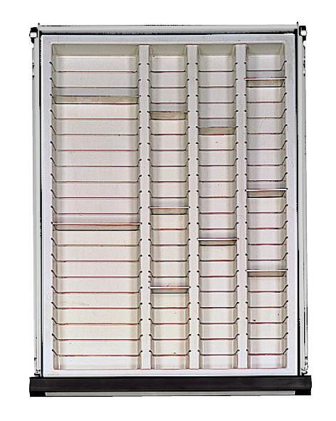 ANKE kunststof bak met 4 holtes; voor lade 410 x 540 mm (BxD); vanaf voorkant hoogte 90 mm; met 10 compartimenten, 903.074
