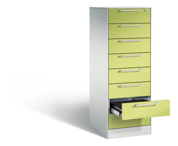 C+P archiefkast Asisto, H1310xB440xD600mm, kleur: lichtgrijs / virid groen, beugelgreep, 146225-822 S10020