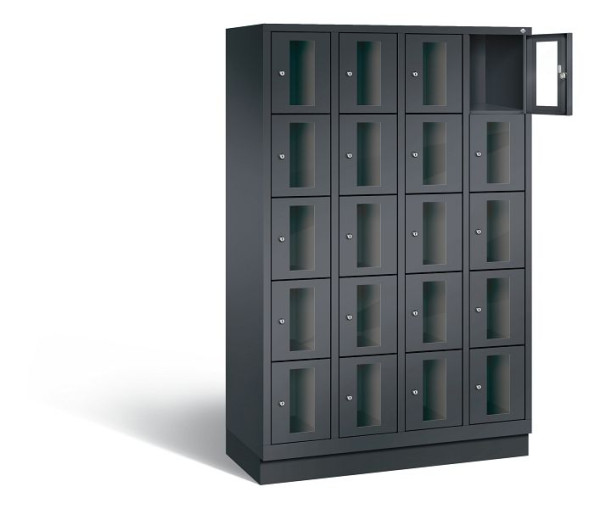 C+P lockerkast Classic, H1800xB1190xD500mm, kleur: zwart-grijs, 8020A405 S10016