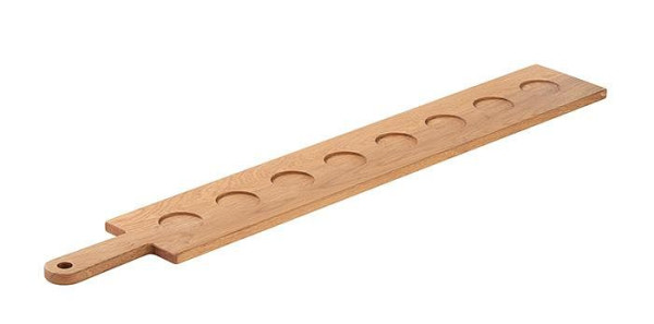 APS serveerplank, 100 x 14 cm, hoogte: 1,5 cm, eikenhout, serveeroppervlak: 85 x 14 cm, lengte handvat: 15 cm, 00809