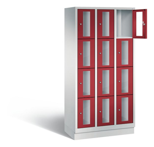 C+P lockerkast Classic, H1800xB900xD500mm, kleur: lichtgrijs/robijnrood, 8020A304 S10001