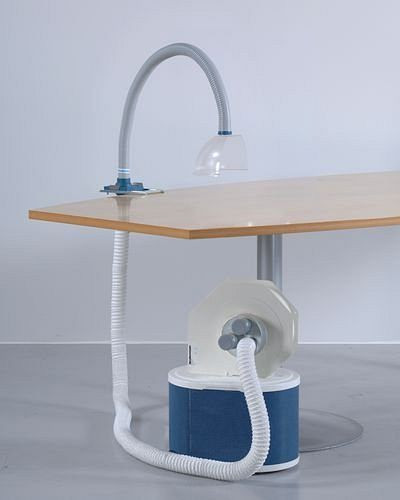 DENIOS AV 500 afzuigventilator met filterelement, 1 afzuigarm, incl. bolkap, 241-401