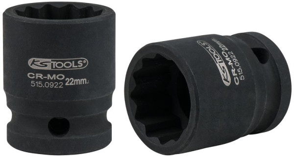 KS Tools 1/2" 12-kant slagdop, kort, 22 mm, 515.0922