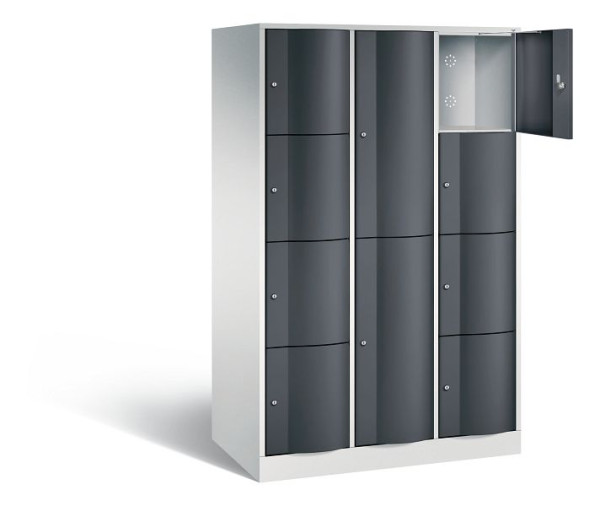 C+P XL combinatie lockerkast Resisto, H1950xB1148xD640mm, kleur: lichtgrijs / zwartgrijs, 8070-3733 S10020
