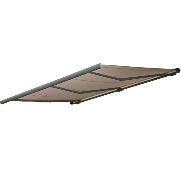 Mendler elektronische cassetteluifel HWC-H27, luifel volle cassette 6x3m, polyester zand, frame grijs, 72797+58311