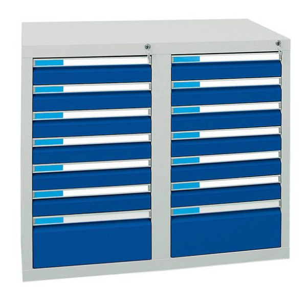 stumpf ladekast serie ESTA, RAL 7035/5010, 14 laden (12x100, 2x200 mm), 7602274