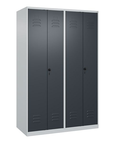 C+P Umkleidespind Classic PLUS SW, 4 Abteile, 1850x1200x500mm, 7035/7016, Drehriegel, 080002-40 S10009