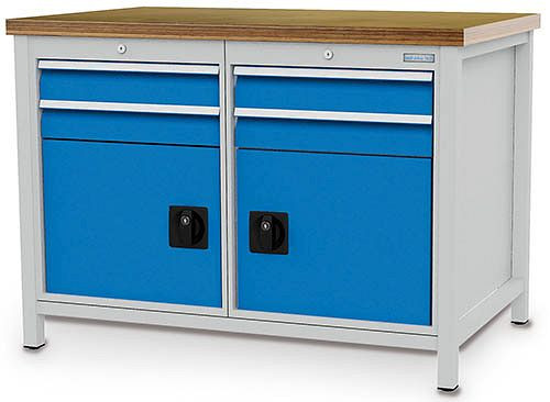 Bedrunka + Hirth box werkbank serie 1200 R18-24, 4 x 100 mm, volledig uittrekbare lades, 1200 x 750 x 859 mm, 03.12.06V