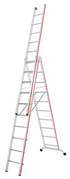 HYMER multifunctionele ladder, driedelig, 3x10 sporten, lengte ingeschoven 3,02 m / uitgeschoven 7,22 m, 604730