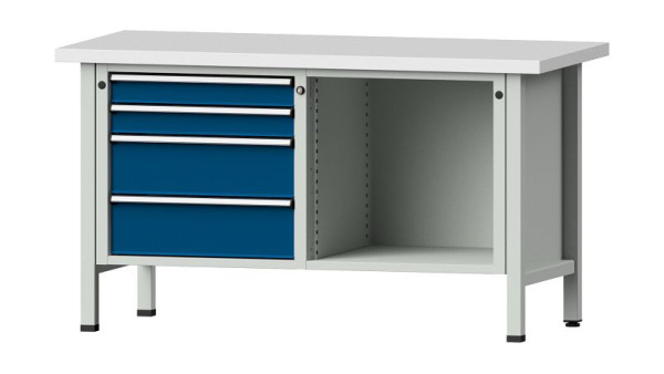 ANKE werkbanken kistwerkbank, model 134 V, 1500 x 700 x 840 mm, RAL 7035/5010, KSP 40 mm, 305.036