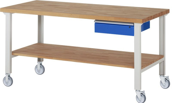 RAU verrijdbare werkbank 7001A7, 2000x900x1000mm, elk 2 bokwielen en zwenkwielen, 05-7001A7-209B4S22.11