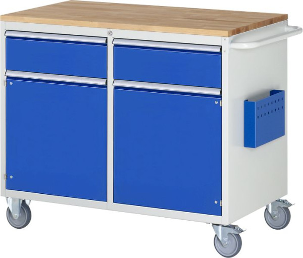 RAU montagewagen serie 7000 B1145xD650xH975mm, massief beukenhouten blad, links: lade H180mm draaideur, rechts: lade H180mm draaideur, 15-LL5.8.8AB.11