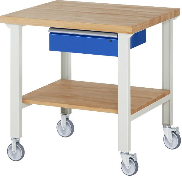 RAU verrijdbare werkbank 7001A7, 1000x900x1000mm, elk 2 bokwielen en zwenkwielen, 05-7001A7-109B4S22.11