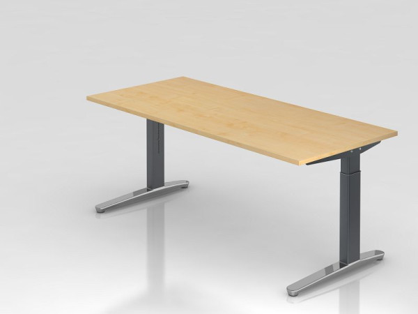 Hammerbacher bureau C-poot 180x80cm esdoorn/grafiet (gepolijst), rechthoekige vorm, VXB19/3/GC