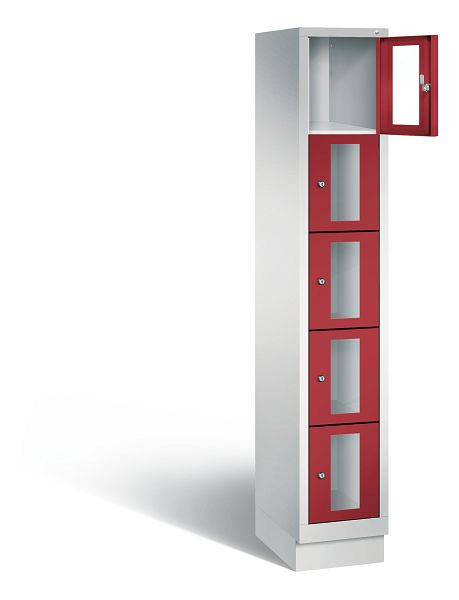 C+P lockerkast Classic, H1800xB320xD500mm, kleur: lichtgrijs/robijnrood, 8020A105 S10001