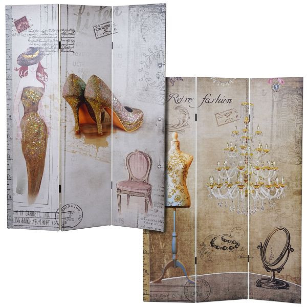 Mendler fotoscherm vintage, scheidingswand, glitter retro fashion, 180x120cm, 52867