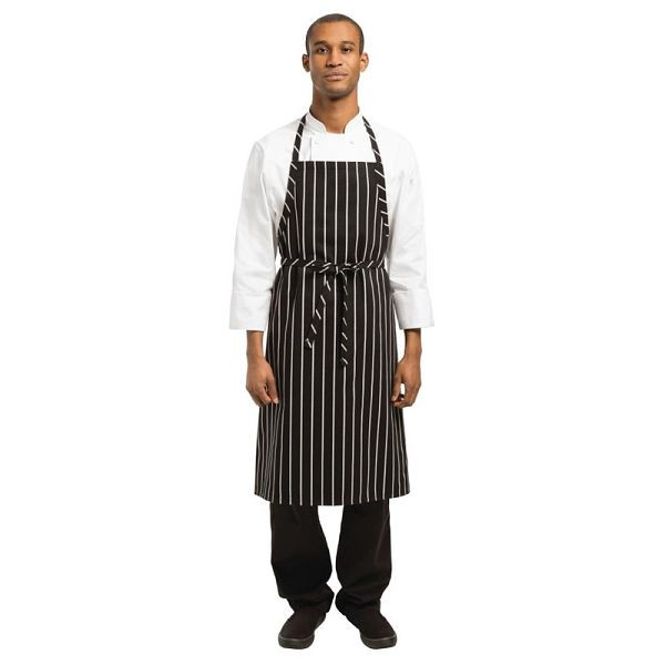 Chef Works Premium Bib Schort Zwart & Wit Strepen B248