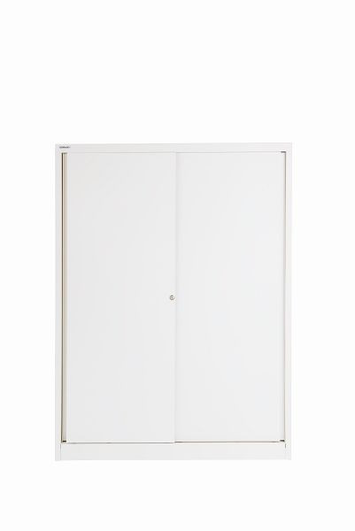 Bisley schuifdeurkast ECO, 3 planken, 4 OH, verkeerswit, SD12173S696