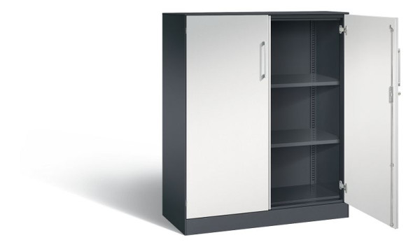 C+P vleugeldeurkast Asisto, H1310xB1000xD435mm, kleur: zwartgrijs/lichtgrijs, beugelgreep, 3 niveaus, 141032-000 S10155