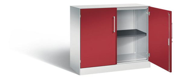 C+P dressoir met vleugeldeuren Asisto, H915xB1000xD435mm, kleur: lichtgrijs/robijnrood, beugelgreep, 2 niveaus, 141052-000 S10169
