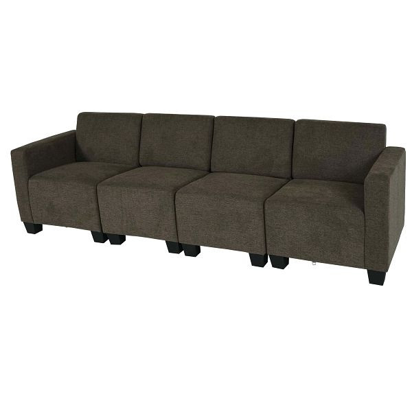 Mendler Modular 4-zits bank Couch Lyon, stof/textiel, bruin, 2x75615+75616+75617