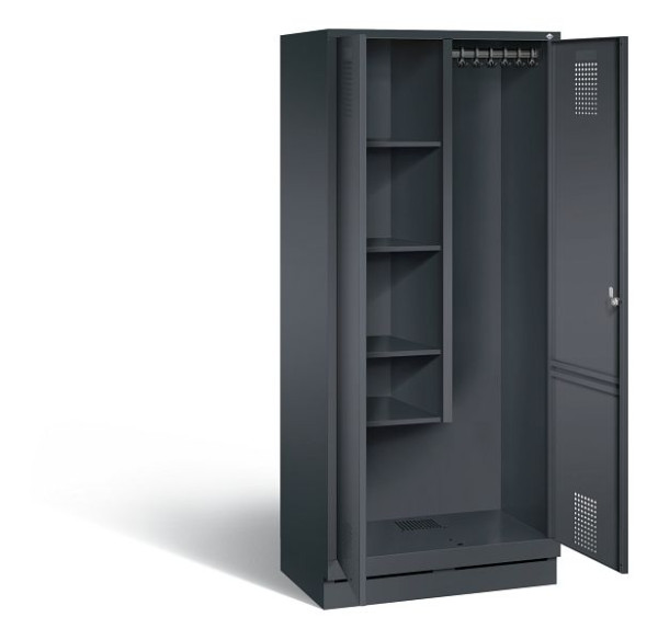 C+P reinigingsmiddelenkast Evolo, H1800xW810xD500mm, kleur: zwart-grijs, 48120-02 S10093