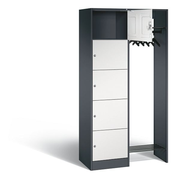 C+P open kledingkast serie 8070, H1950xW960xD480mm, kleur: zwartgrijs/lichtgrijs, 82700-00 S10041