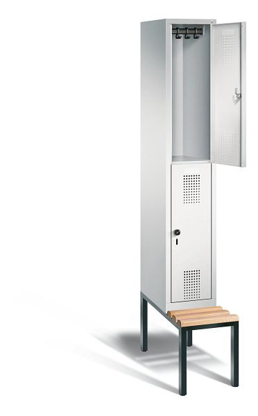C+P locker dubbeldekker Evolo, H2090xB320xD815mm, kleur: lichtgrijs, 48350-10 S10007