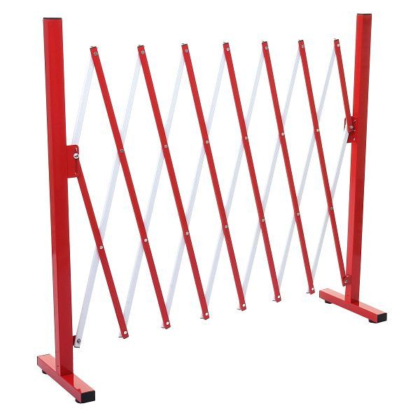 Mendler slagboom HWC-B34, schaarpoorthek veiligheidshek uitschuifbaar, aluminium rood-wit, hoogte 103cm, breedte 28-200cm, 64374