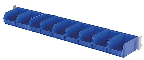 Bedrunka + Hirth containerdrager, 1000 mm, om tussen de steunkolommen te hangen, inclusief opbergdozen: maat 3, 6 x 145x230x125, 07.89.19