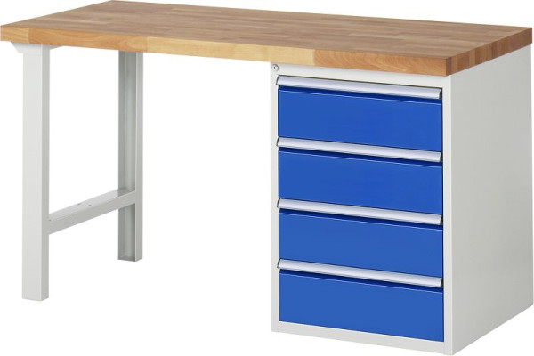 RAU werkbank serie 7000 - modulair ontwerp, 2 meter breed, onderbouwbak (4x laden), 1500x840x700 mm, 03-7509A1-157B4S.11