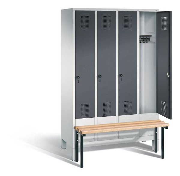 C+P Evolo kleerkast, H1850xB1190xD815mm, kleur: lichtgrijs / zwartgrijs, 48030-40 S10089