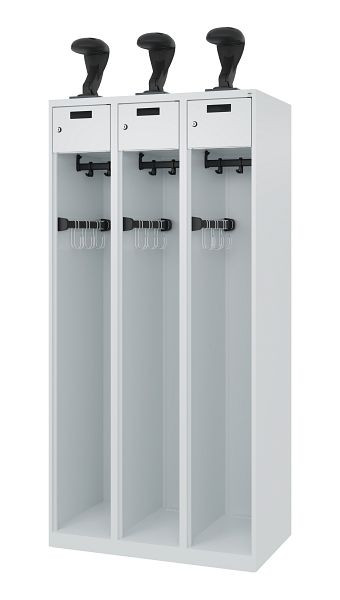 C+P Evolo brandweerkast, model PRAKTUS, 3 compartimenten, H1850B900T500 mm, lichtgrijs, helmhouder, 0492015-30 S10003