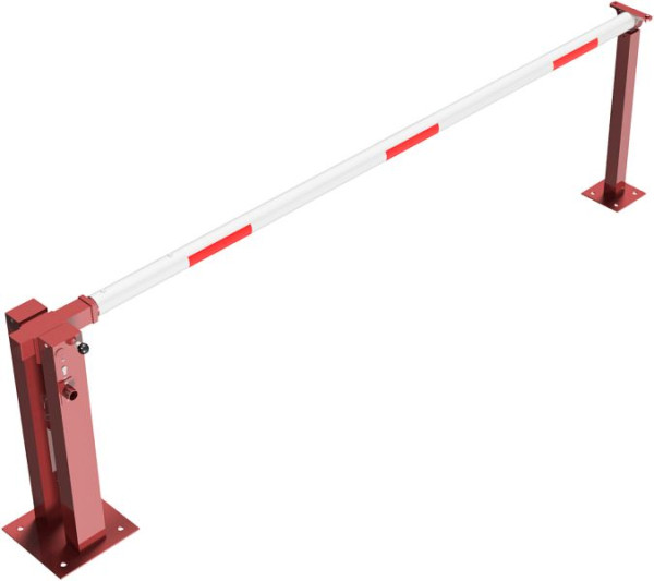 Schake handbarrière met gasdrukveer en vaste steunpaal, dagbreedte: 3000 mm, met driehoekslot en profielcilinderslot, 415_30FZPB