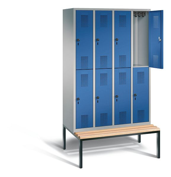 C+P locker dubbeldekker Evolo, H2090xW1190xD815mm, kleur: wit aluminium / gentiaanblauw, 48350-40 S10433
