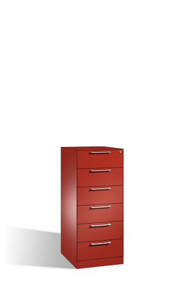 C+P archiefkast Asisto, H1310xB562xD600mm, kleur: vuurrood, beugelgreep, 146224-622 S10053