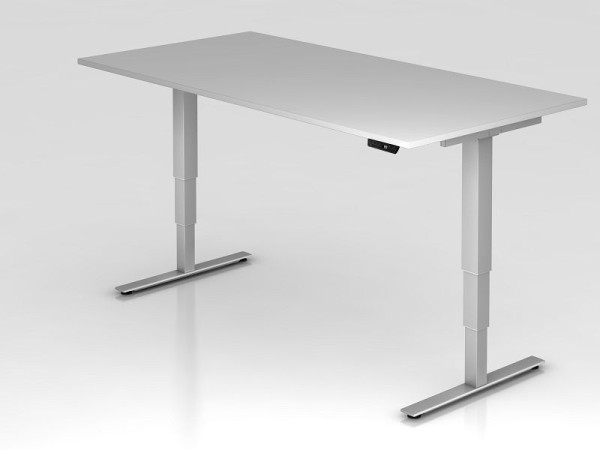 Hammerbacher elektrisch zit-sta bureau 200x100cm grijs, werkhoogte 63,5 -128,5 cm, VXDSM2E/5/S