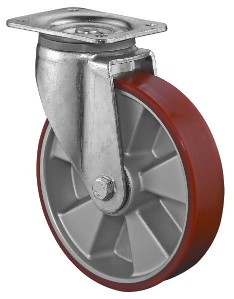 BS Rollen zwaarlastwiel, wielbreedte 50 mm, wiel-Ø 200 mm, draagvermogen 800 kg, polyurethaan gegoten 95 Shore A, wiellichaam aluminium, kogellagers, L600.B90.200