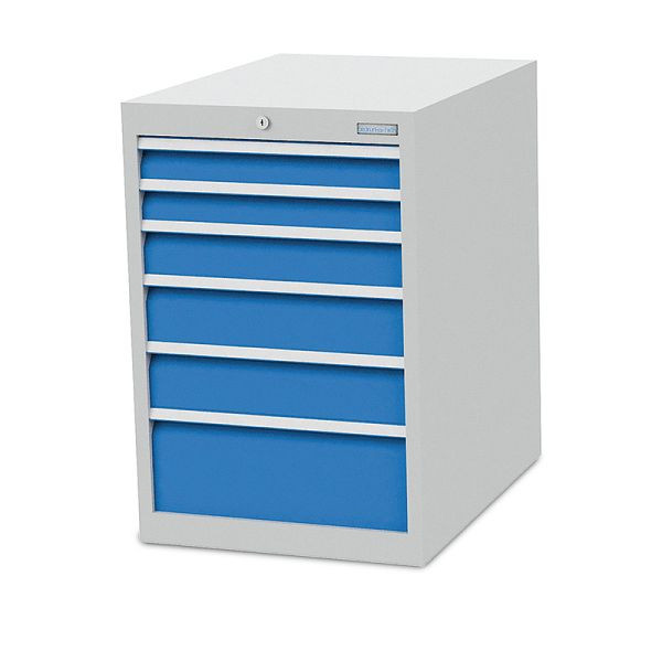 Bedrunka + Hirth ladekast, diepte 736 mm, R 18-24, 6 x lade, 555 x 736 x 819 mm, paneelhoogte in mm: 2x75, 1x100, 2x125, 1x200, 580 / 2121V10A