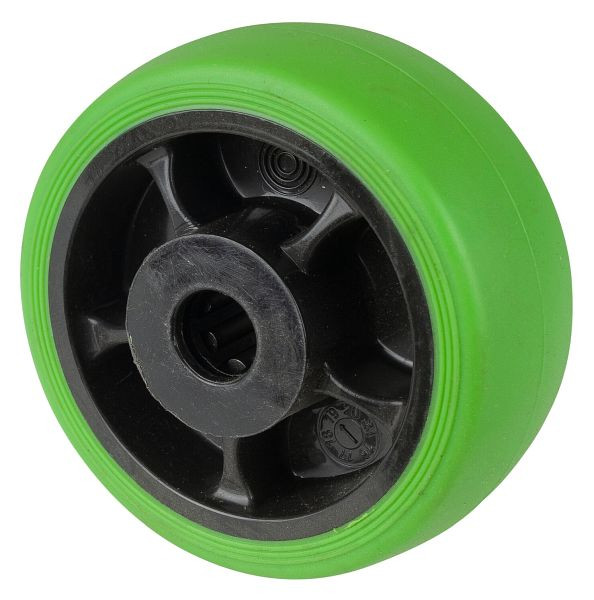 BS-rollen wiel van thermoplastisch rubber, zwarte velg, groen loopvlakrollager, wieldiameter: 80 mm, 8 stuks, B44.081.F004