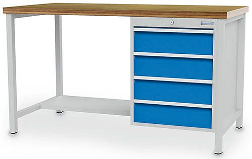 Bedrunka + Hirth box werkbank 1500, vv 4 lades, paneelhoogte 150 mm, 1500x750x859 mm, 03.14.16VA